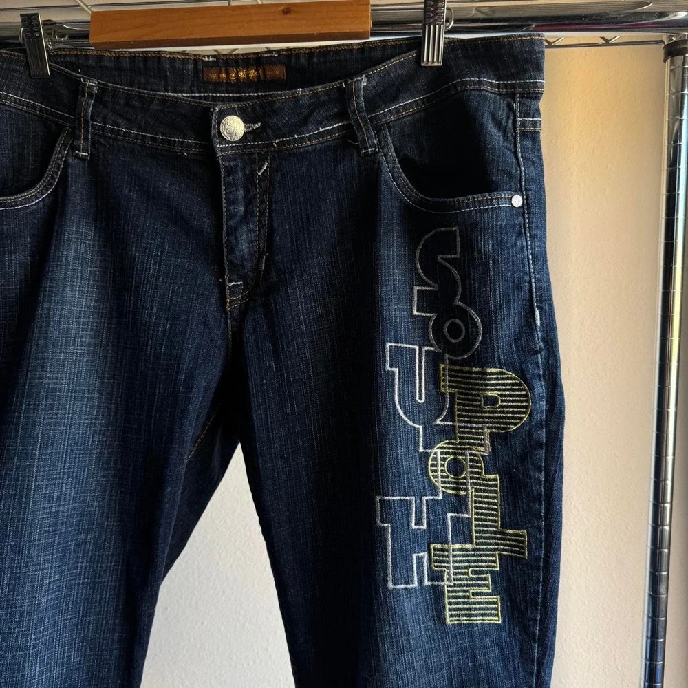 South Pole Vintage Y2K Embroidered Denim Shorts Blue Streetwear Capri Womens 22
